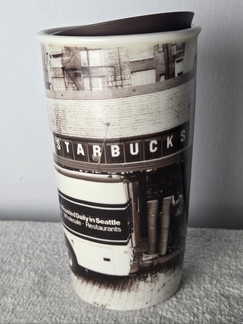 2016 Starbucks Heritage Seattle Truck Ceramic Travel Tumbler Mug 12oz